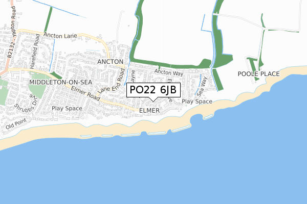 PO22 6JB map - small scale - OS Open Zoomstack (Ordnance Survey)