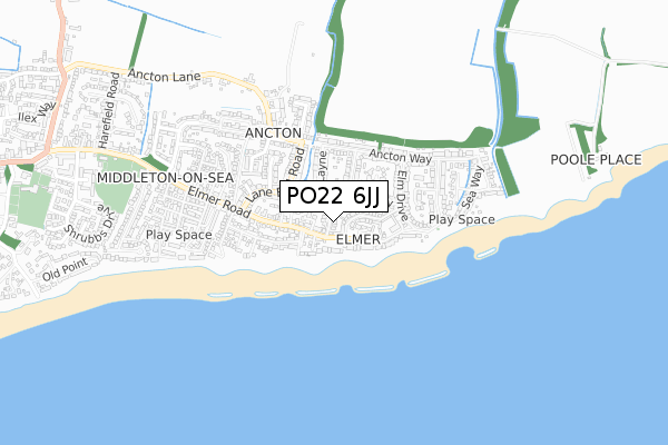 PO22 6JJ map - small scale - OS Open Zoomstack (Ordnance Survey)