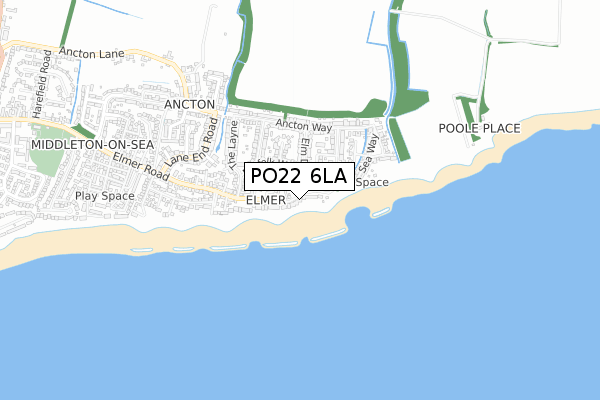 PO22 6LA map - small scale - OS Open Zoomstack (Ordnance Survey)