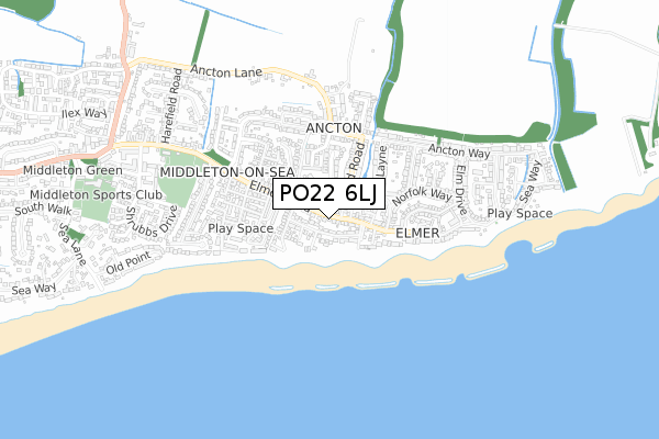 PO22 6LJ map - small scale - OS Open Zoomstack (Ordnance Survey)