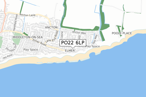 PO22 6LP map - small scale - OS Open Zoomstack (Ordnance Survey)