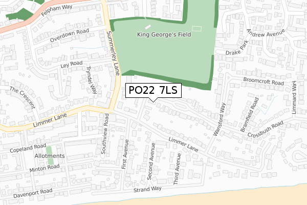 PO22 7LS map - large scale - OS Open Zoomstack (Ordnance Survey)