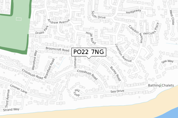 PO22 7NG map - large scale - OS Open Zoomstack (Ordnance Survey)