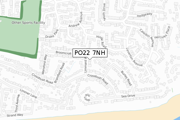 PO22 7NH map - large scale - OS Open Zoomstack (Ordnance Survey)