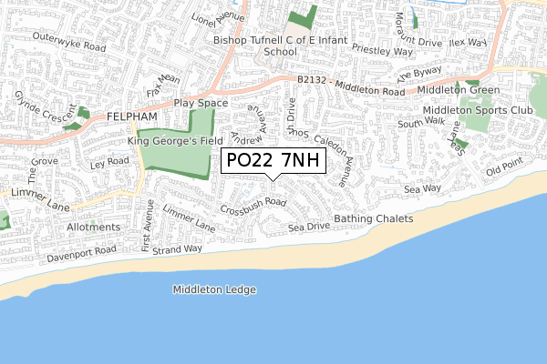 PO22 7NH map - small scale - OS Open Zoomstack (Ordnance Survey)