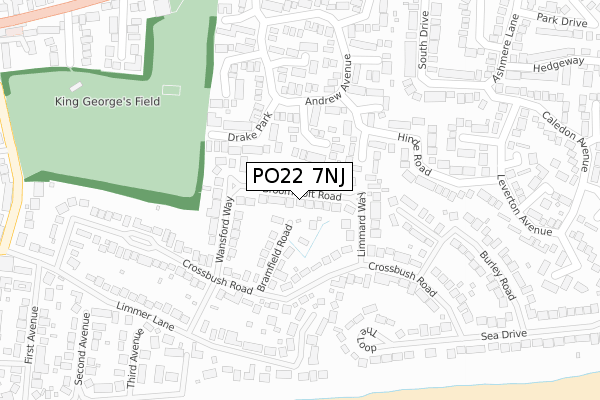 PO22 7NJ map - large scale - OS Open Zoomstack (Ordnance Survey)