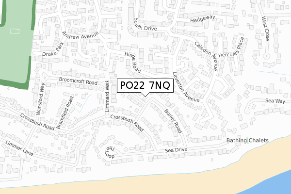 PO22 7NQ map - large scale - OS Open Zoomstack (Ordnance Survey)