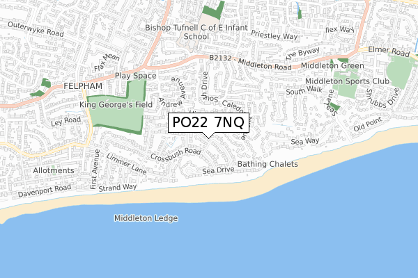 PO22 7NQ map - small scale - OS Open Zoomstack (Ordnance Survey)