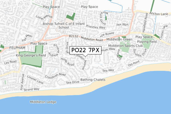 PO22 7PX map - small scale - OS Open Zoomstack (Ordnance Survey)