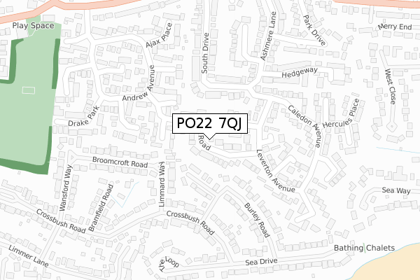 PO22 7QJ map - large scale - OS Open Zoomstack (Ordnance Survey)