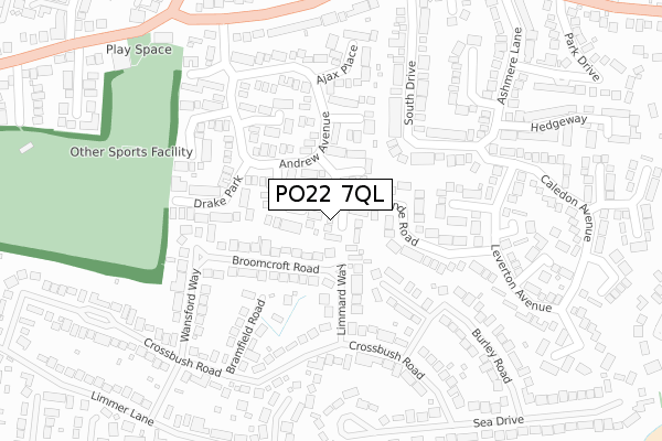 PO22 7QL map - large scale - OS Open Zoomstack (Ordnance Survey)