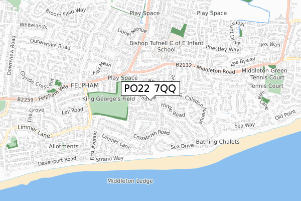 PO22 7QQ map - small scale - OS Open Zoomstack (Ordnance Survey)