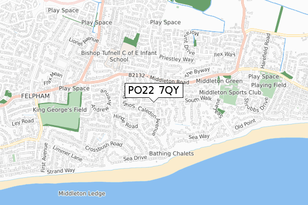 PO22 7QY map - small scale - OS Open Zoomstack (Ordnance Survey)