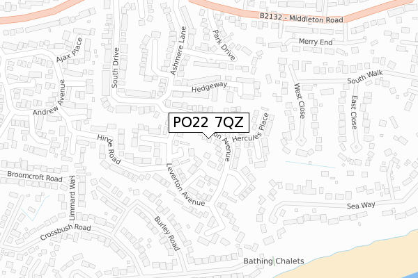 PO22 7QZ map - large scale - OS Open Zoomstack (Ordnance Survey)