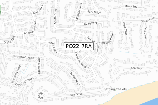 PO22 7RA map - large scale - OS Open Zoomstack (Ordnance Survey)