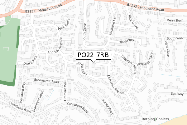 PO22 7RB map - large scale - OS Open Zoomstack (Ordnance Survey)