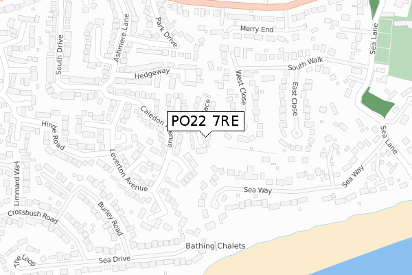 PO22 7RE map - large scale - OS Open Zoomstack (Ordnance Survey)