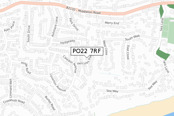 PO22 7RF map - large scale - OS Open Zoomstack (Ordnance Survey)