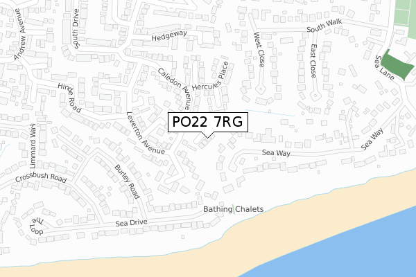 PO22 7RG map - large scale - OS Open Zoomstack (Ordnance Survey)