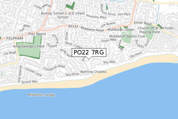 PO22 7RG map - small scale - OS Open Zoomstack (Ordnance Survey)