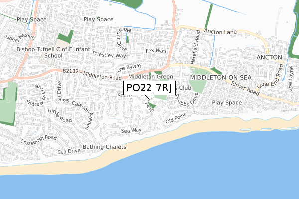 PO22 7RJ map - small scale - OS Open Zoomstack (Ordnance Survey)