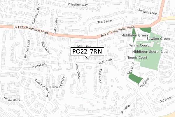 PO22 7RN map - large scale - OS Open Zoomstack (Ordnance Survey)