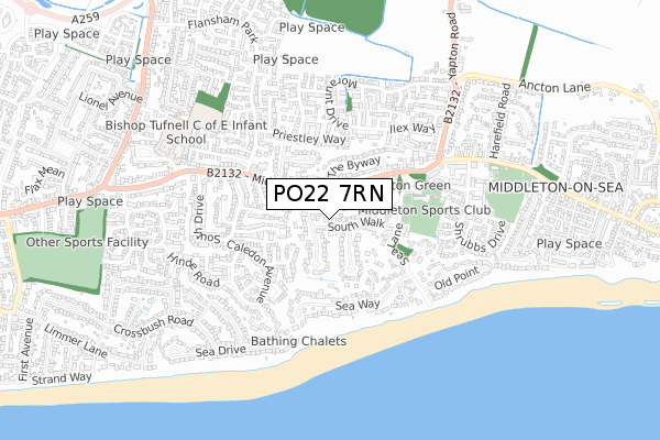 PO22 7RN map - small scale - OS Open Zoomstack (Ordnance Survey)