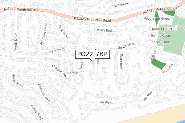 PO22 7RP map - large scale - OS Open Zoomstack (Ordnance Survey)