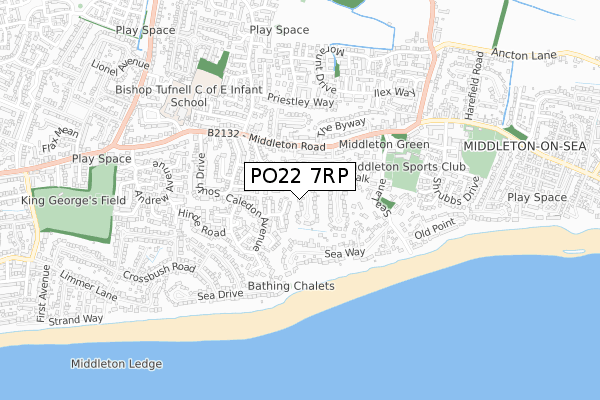 PO22 7RP map - small scale - OS Open Zoomstack (Ordnance Survey)