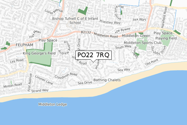 PO22 7RQ map - small scale - OS Open Zoomstack (Ordnance Survey)