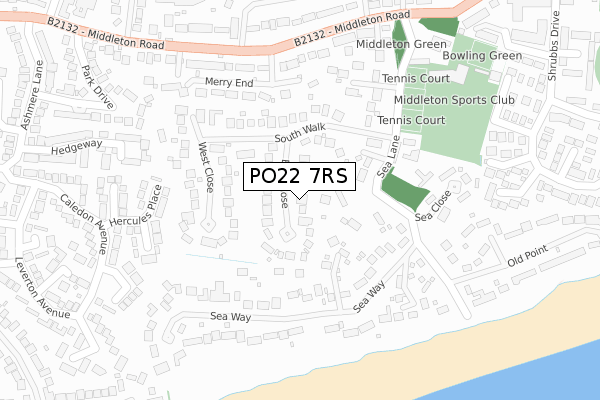 PO22 7RS map - large scale - OS Open Zoomstack (Ordnance Survey)