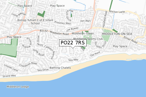 PO22 7RS map - small scale - OS Open Zoomstack (Ordnance Survey)