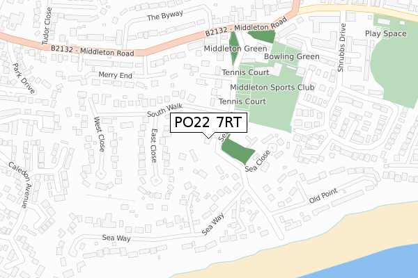 PO22 7RT map - large scale - OS Open Zoomstack (Ordnance Survey)