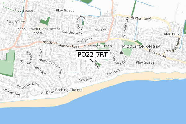 PO22 7RT map - small scale - OS Open Zoomstack (Ordnance Survey)