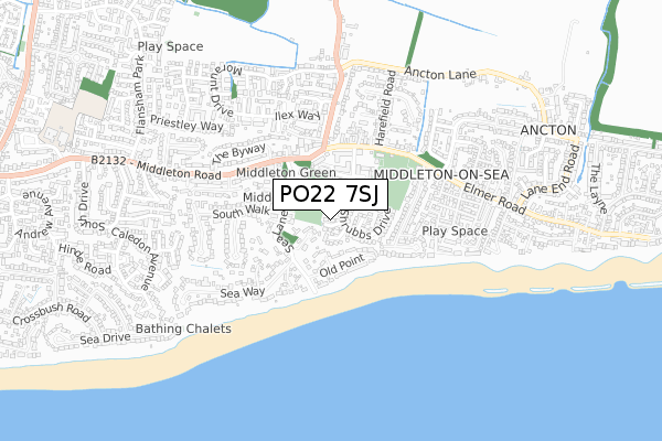 PO22 7SJ map - small scale - OS Open Zoomstack (Ordnance Survey)