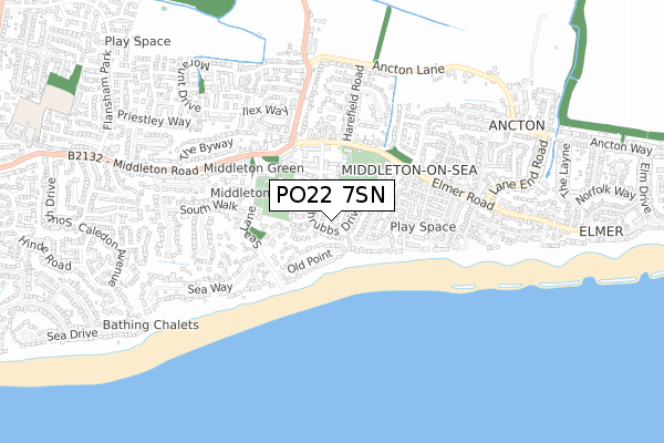 PO22 7SN map - small scale - OS Open Zoomstack (Ordnance Survey)