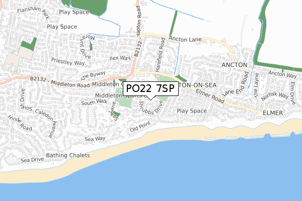 PO22 7SP map - small scale - OS Open Zoomstack (Ordnance Survey)