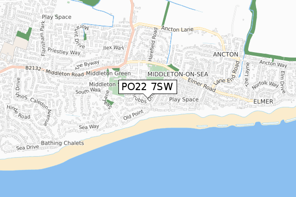 PO22 7SW map - small scale - OS Open Zoomstack (Ordnance Survey)