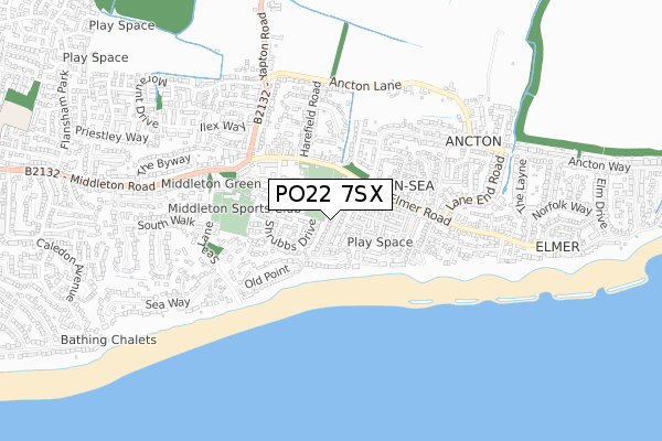 PO22 7SX map - small scale - OS Open Zoomstack (Ordnance Survey)