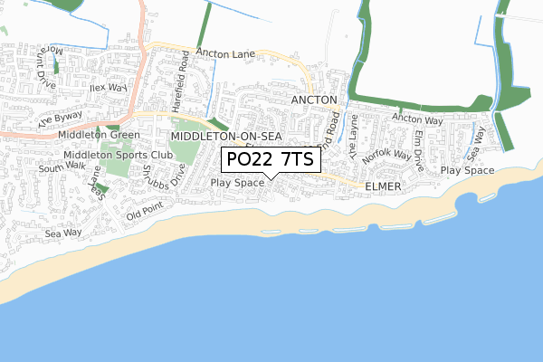 PO22 7TS map - small scale - OS Open Zoomstack (Ordnance Survey)