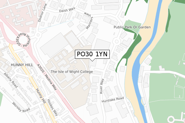 PO30 1YN map - large scale - OS Open Zoomstack (Ordnance Survey)