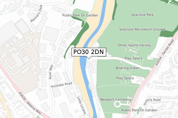 PO30 2DN map - large scale - OS Open Zoomstack (Ordnance Survey)