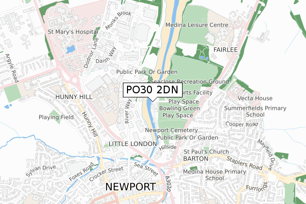 PO30 2DN map - small scale - OS Open Zoomstack (Ordnance Survey)