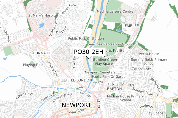 PO30 2EH map - small scale - OS Open Zoomstack (Ordnance Survey)