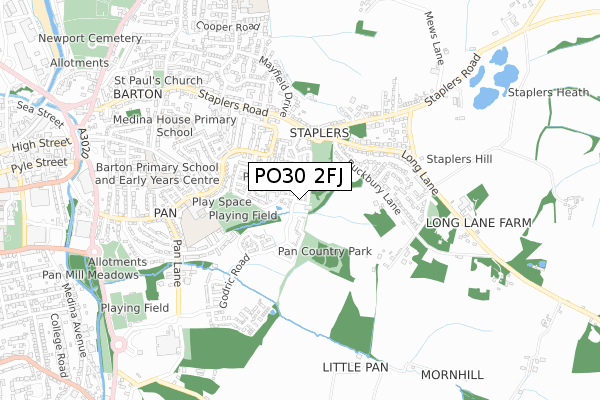 PO30 2FJ map - small scale - OS Open Zoomstack (Ordnance Survey)