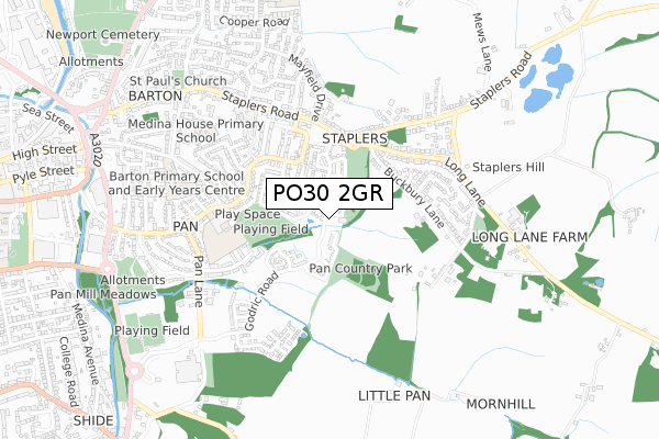 PO30 2GR map - small scale - OS Open Zoomstack (Ordnance Survey)