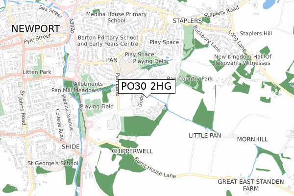 PO30 2HG map - small scale - OS Open Zoomstack (Ordnance Survey)