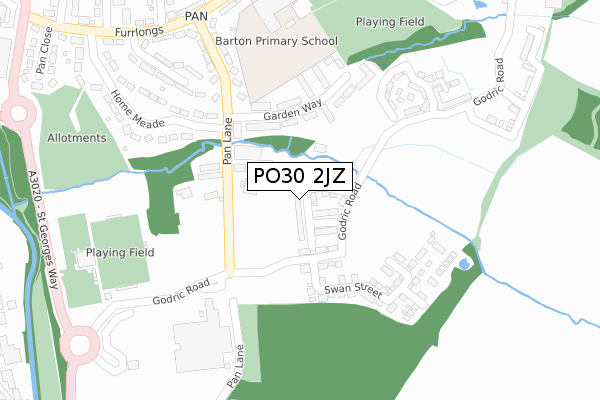 PO30 2JZ map - large scale - OS Open Zoomstack (Ordnance Survey)