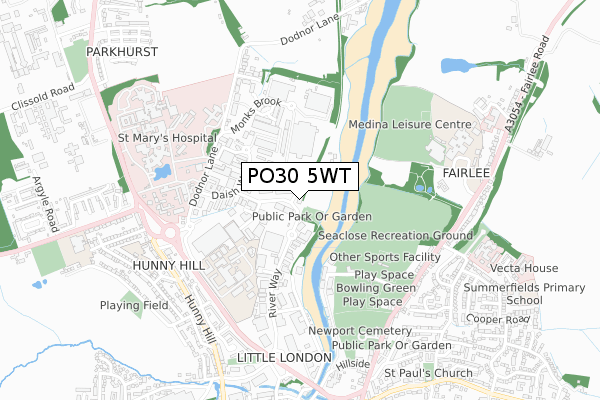 PO30 5WT map - small scale - OS Open Zoomstack (Ordnance Survey)