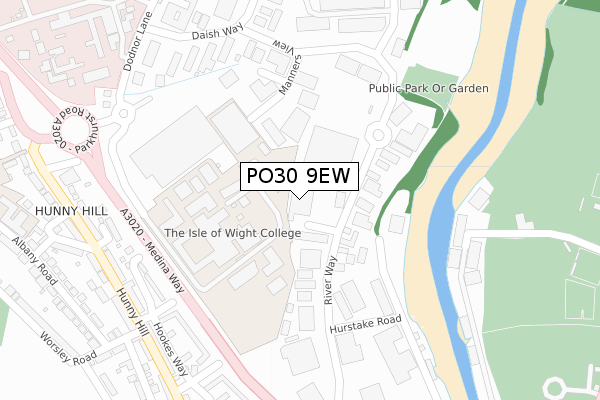 PO30 9EW map - large scale - OS Open Zoomstack (Ordnance Survey)